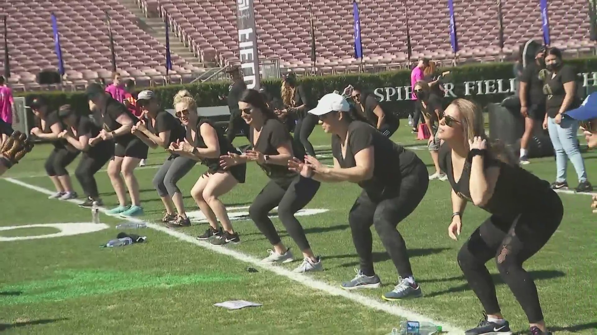 The "A Day in the Life" event helped introduce women to the life of a football player on Feb. 9, 2022. (KTLA)