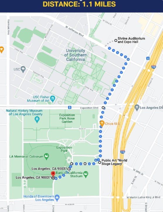 The L.A. Rams released this image of the parade route.