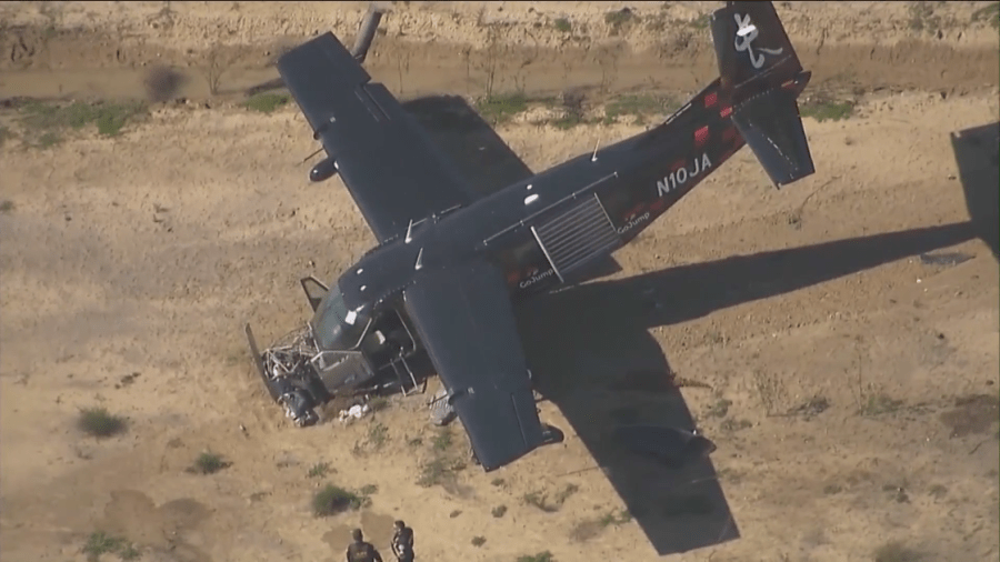 A plane crash landed in Oceanside on Feb. 24, 2022. (KSWB)