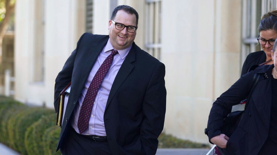 Former Los Angeles Angels employee Eric Kay walks out of federal court where he is on trial for federal drug distribution and conspiracy charges, in Fort Worth, Texas, Tuesday, Feb. 15, 2022.