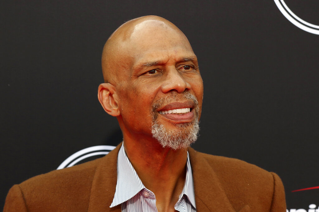 Kareem Abdul-Jabbar arrives at the ESPY Awards in Los Angeles, in this July 18, 2018, file photo. (Willy Sanjuan/Invision/AP, File)