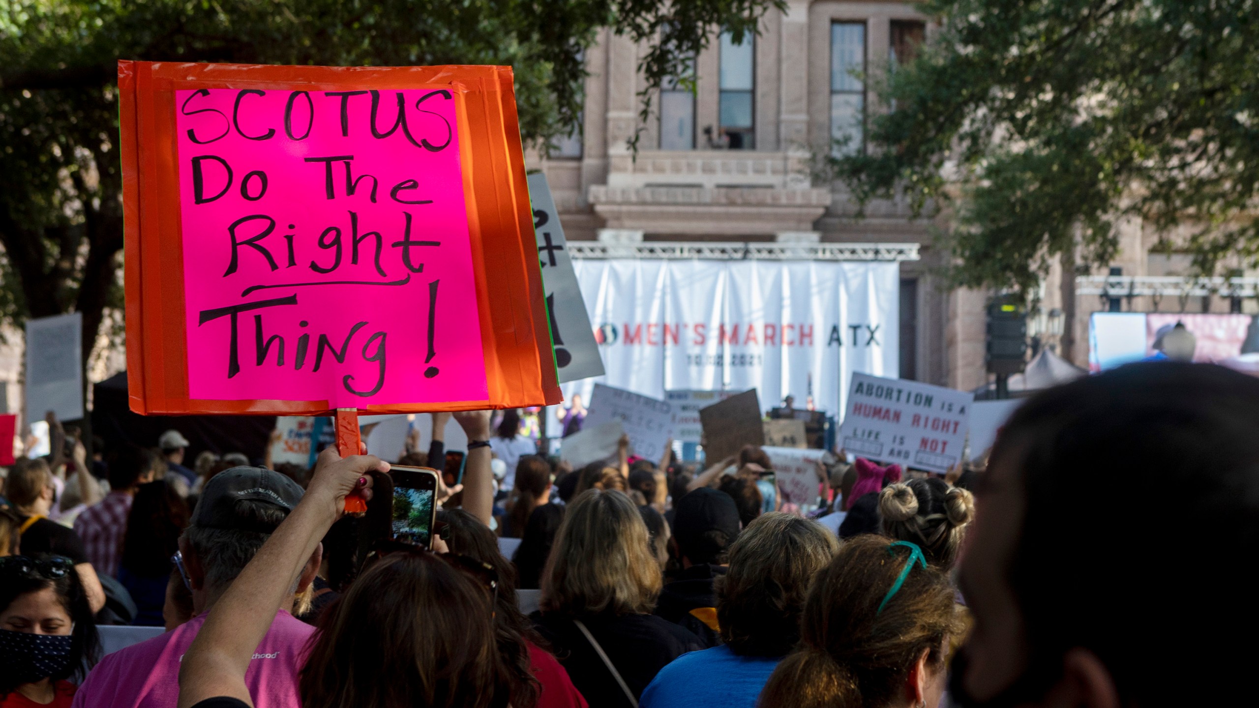 People attend the Women's March ATX rally, Oct., 2, 2021, at the Texas State Capitol in Austin, Texas. (AP Photo/Stephen Spillman, File)