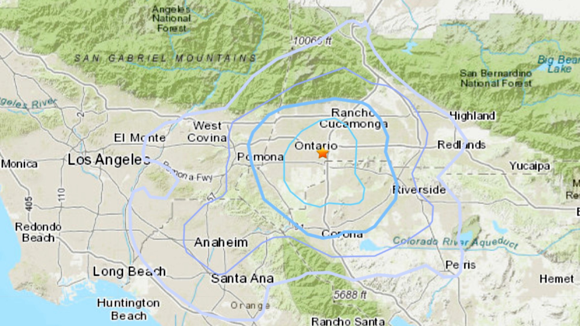 A 3.4 earthquake struck near Rancho Cucamonga on March 22, 2022. (USGS)