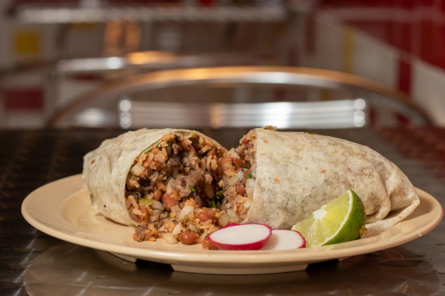 A burrito from Joliza's Tacos in Long Beach is seen in a photo shared with KTLA on March 31, 2022. (Joliza's Tacos)