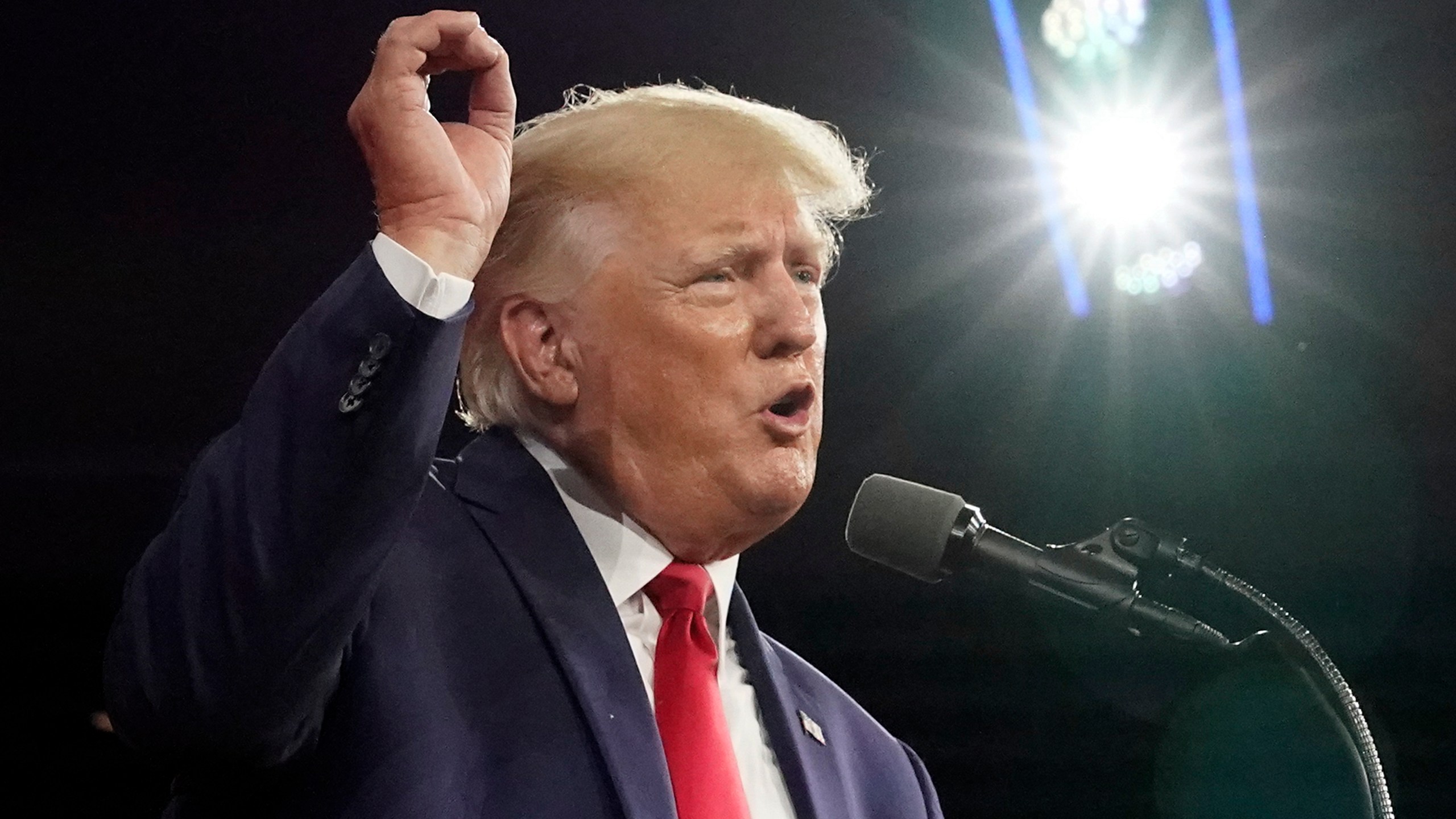 Former President Donald Trump speaks at the Conservative Political Action Conference in Orlando, Fla. on FEb. 26, 2022. (John Raoux/Associated Press)