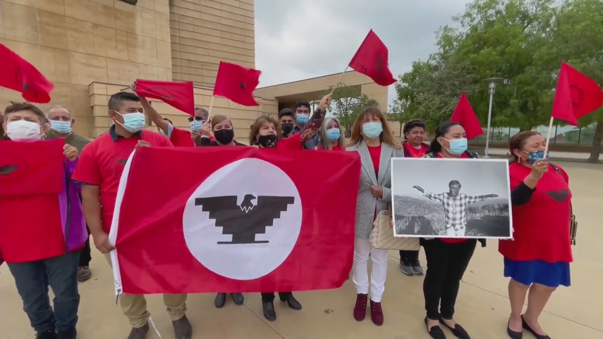 A mass at the Cathedral of Our Lady of the Angels on April 3, 2022, honored Cesar Chavez. (KTLA)