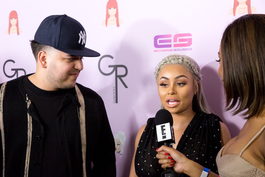 Rob Kardashian and Blac Chyna arrive at her birthday celebration and unveiling Of her "Chymoji" emoji collection at the Hard Rock Cafe in Hollywood on May 10, 2016. (Greg Doherty/Getty Images)