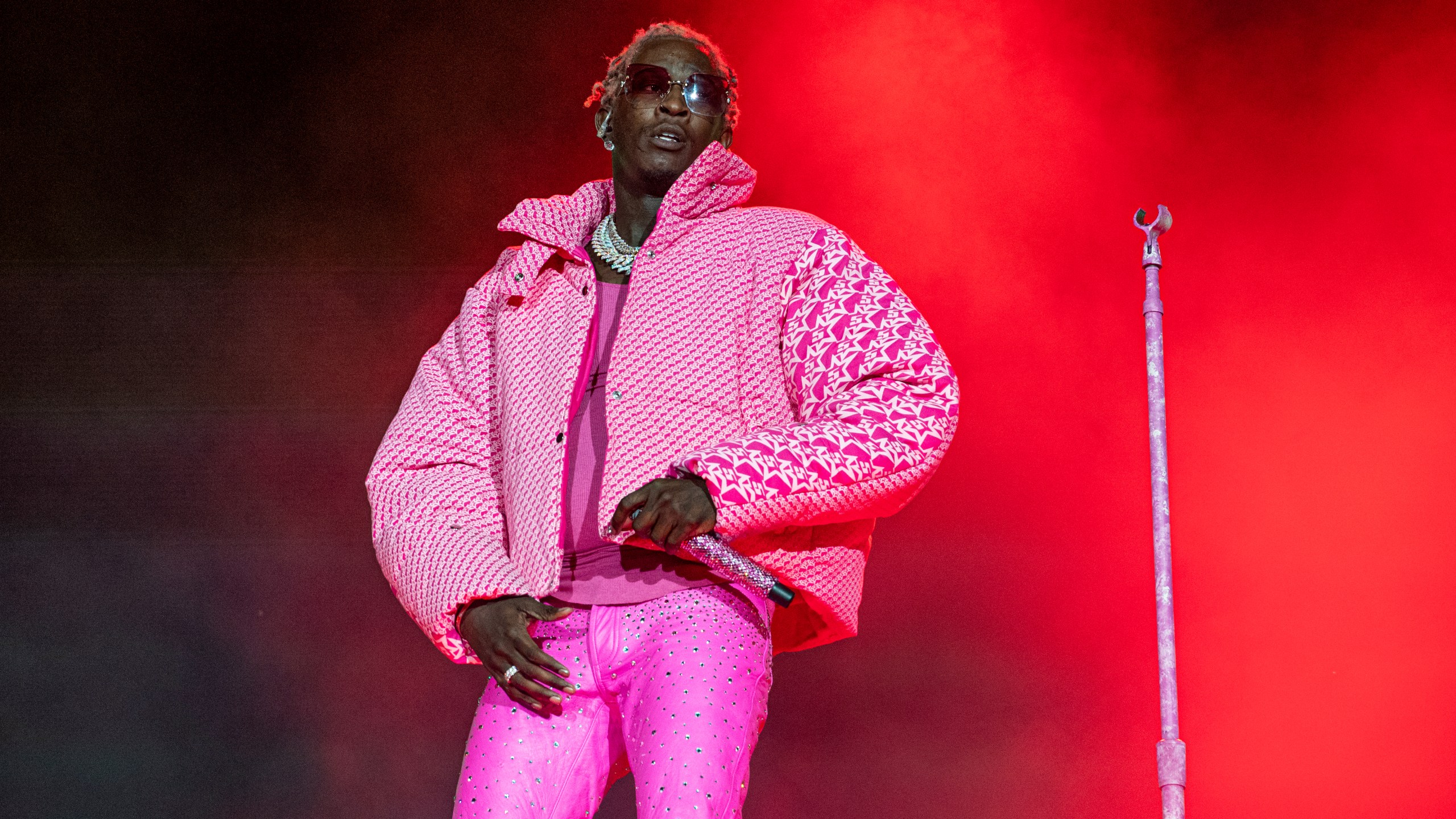 Young Thug performs on day four of the Lollapalooza Music Festival on Sunday, Aug. 1, 2021, at Grant Park in Chicago. The Atlanta rapper, whose name is Jeffrey Lamar Williams, was arrested Monday, May 9, 2022, in Georgia on conspiracy to violate the state's RICO act and street gang charges, according to jail records. (Photo by Amy Harris/Invision/AP, File)