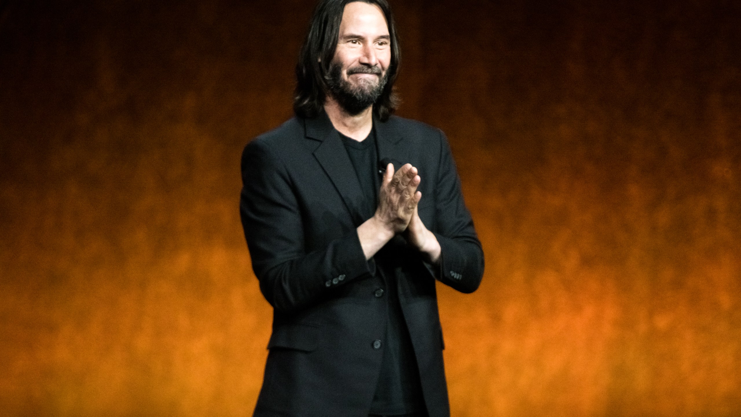 Actor Keanu Reeves presents the movie "John Wick: Chapter 4" during Lionsgate exclusive presentation at Caesars Palace during CinemaCon 2022, the official convention of the National Association of Theatre Owners, on April 28, 2022 in Las Vegas. (Greg Doherty/Getty Images)