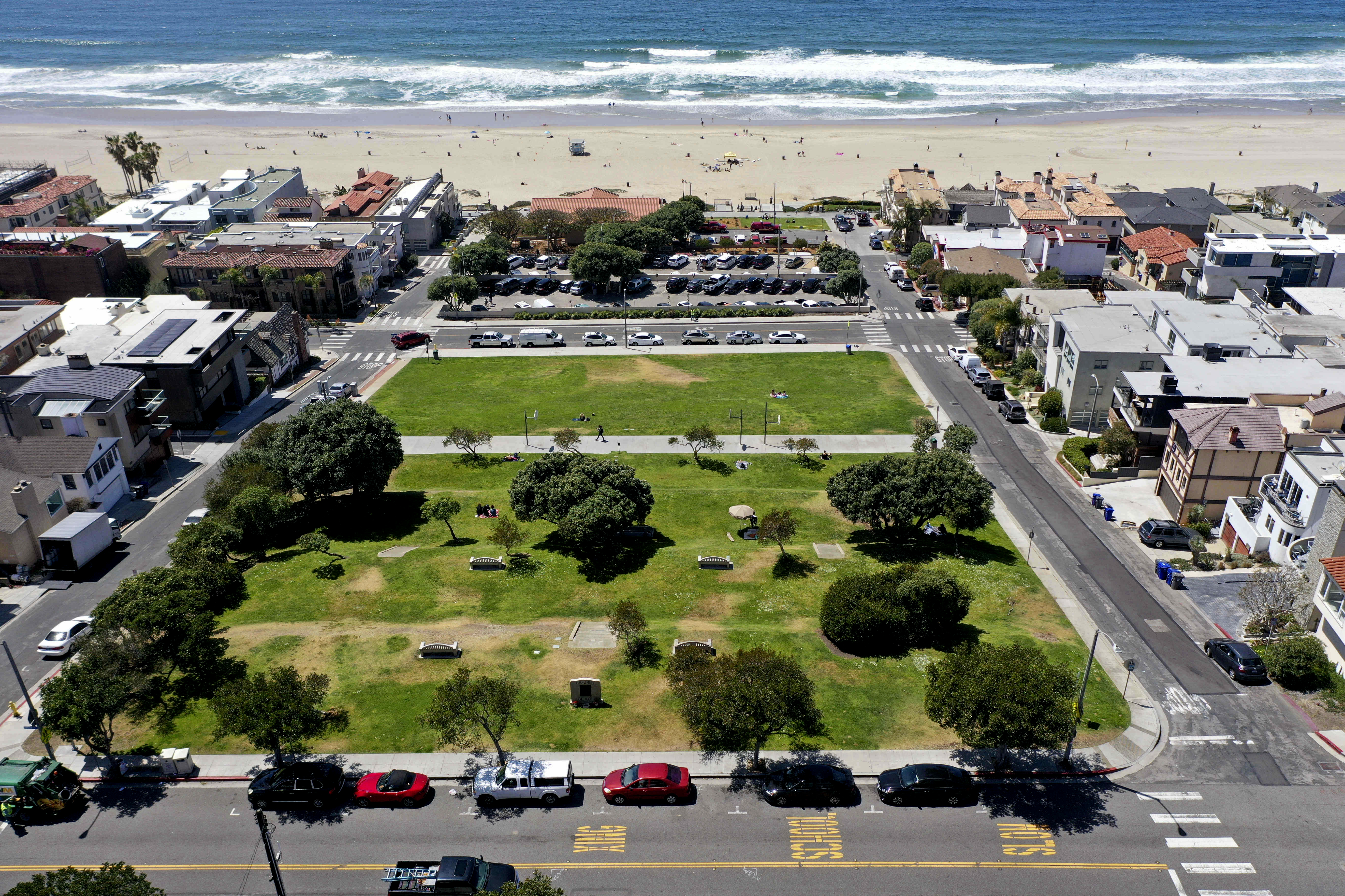 Bruce's Beach in Manhattan Beach is pictured on April 8, 2021. The Los Angeles County Board of Supervisors voted on June 28, 2022 to return ownership of the prime California beachfront property to descendants of a Black couple who built a resort for African Americans but were stripped of the land in the 1920s. (Dean Musgrove/The Orange County Register via AP, File)