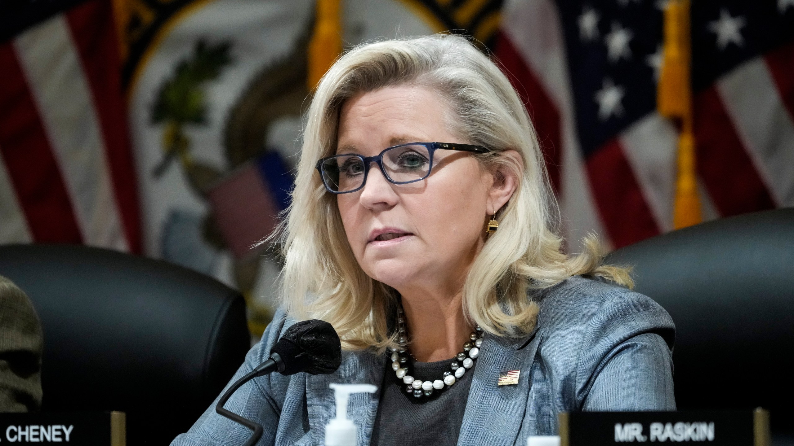 Rep. Liz Cheney (R-WY) speaks during a Select Committee to Investigate the January 6th Attack on the U.S. Capitol business meeting on Capitol Hill March 28, 2022, in Washington, D.C. (Drew Angerer/Getty Images)