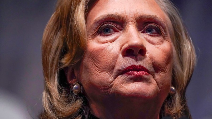 Hillary Rodham Clinton speaks during the New York State Democratic Convention in New York, Thursday, Feb. 17, 2022. (Seth Wenig/Associated Press)