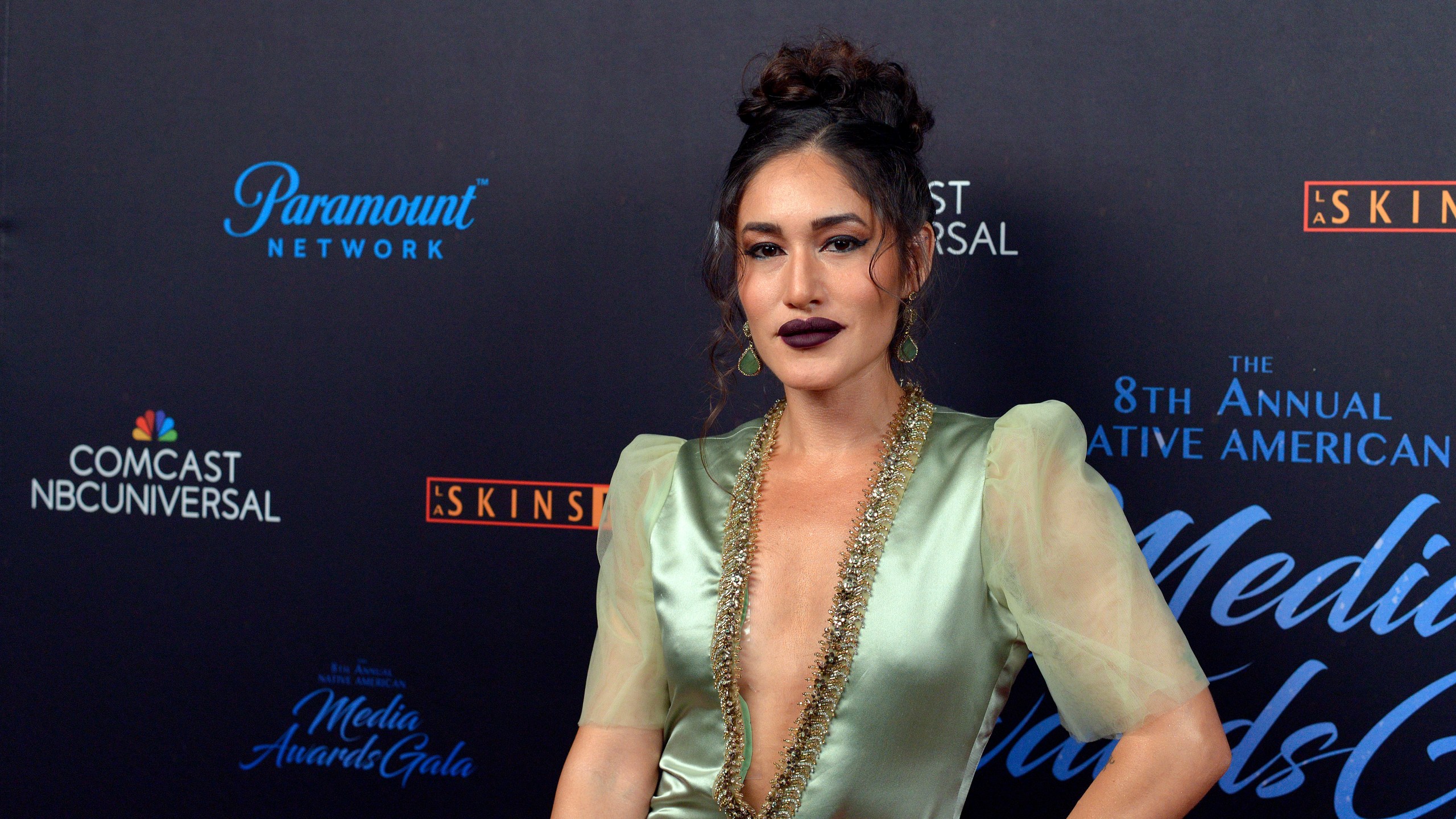 Actress Q'orianka Kilcher attends the 2019 Los Angeles Skins Fest Native American media awards gala at Hard Rock Cafe on Nov. 23, 2019 in Hollywood. (Michael Tullberg/Getty Images)