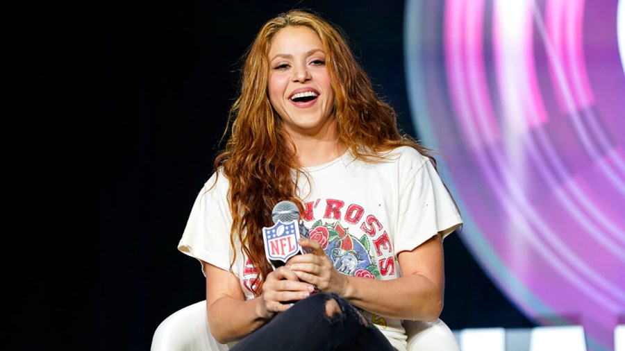 Shakira answers questions at a news conference on Jan. 30, 2020, in Miami. (David J. Phillip/Associated Press)