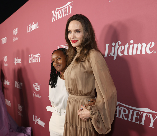 Zahara Marley Jolie-Pitt and Angelina Jolie attend Variety's Power of Women Presented by Lifetime at Wallis Annenberg Center for the Performing Arts on Sept. 30, 2021 in Beverly Hills. (Emma McIntyre/Getty Images for Variety)