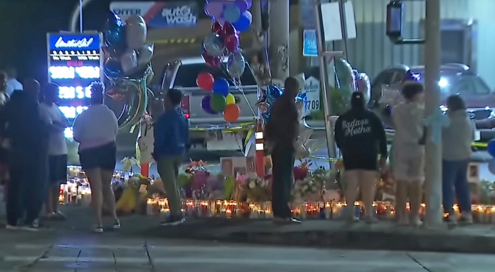 Makeshift memorial at crash site