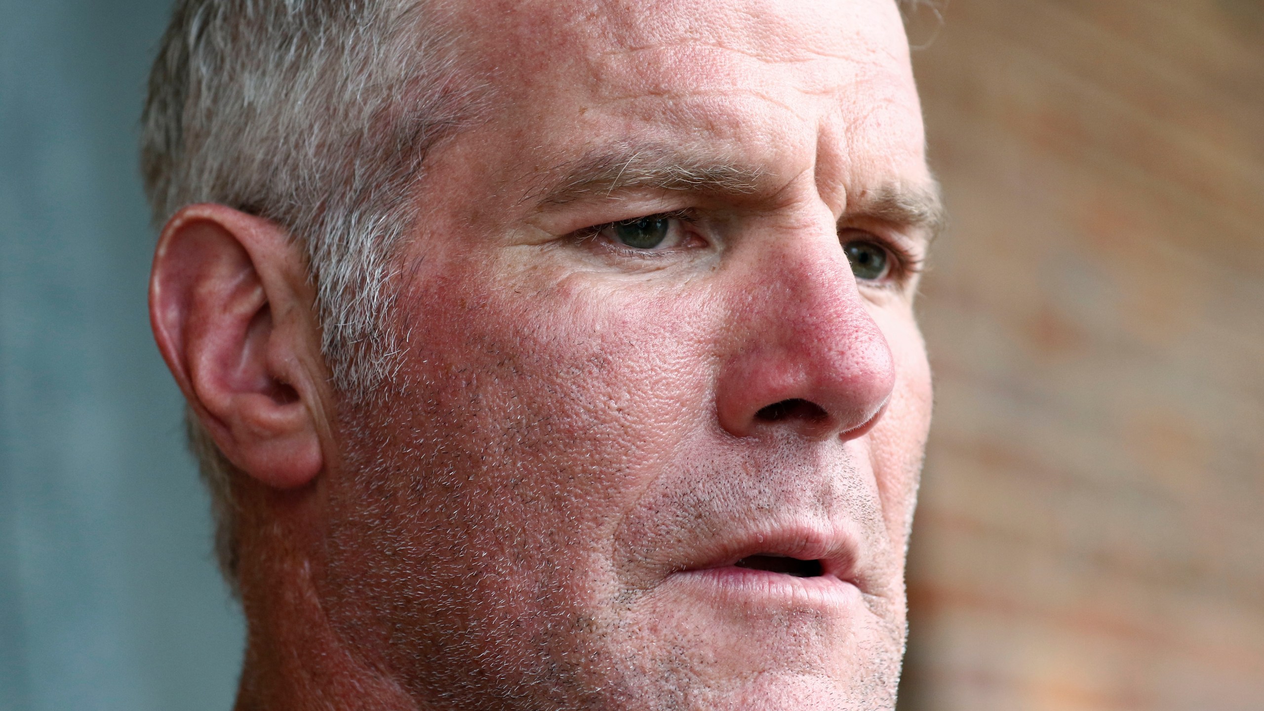 Former NFL quarterback Brett Favre speaks to the media in Jackson, Miss., Oct. 17, 2018. The governor of Mississippi in 2017 was “on board” with a plan for a nonprofit group to pay Brett Favre more than $1 million in welfare grant money so the retired NFL quarterback could help fund a university volleyball facility, according to a text messages between Favre and the director of the nonprofit in court documents filed Monday, Sept. 12, 2022. (AP Photo/Rogelio V. Solis, File)