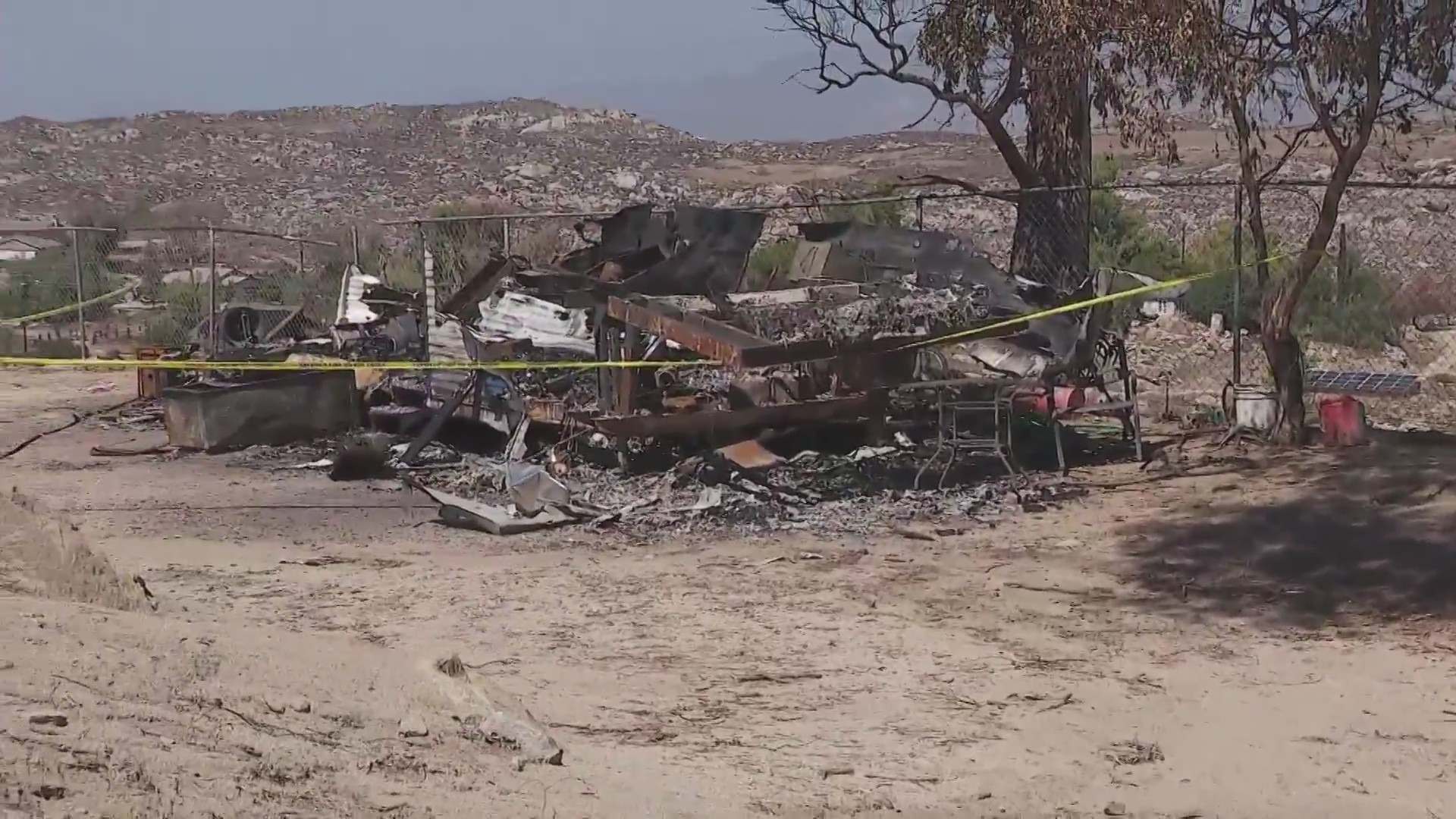 The Fairview Fire burned multiple homes, including this one shown on Sept. 15, 2022. (KTLA)