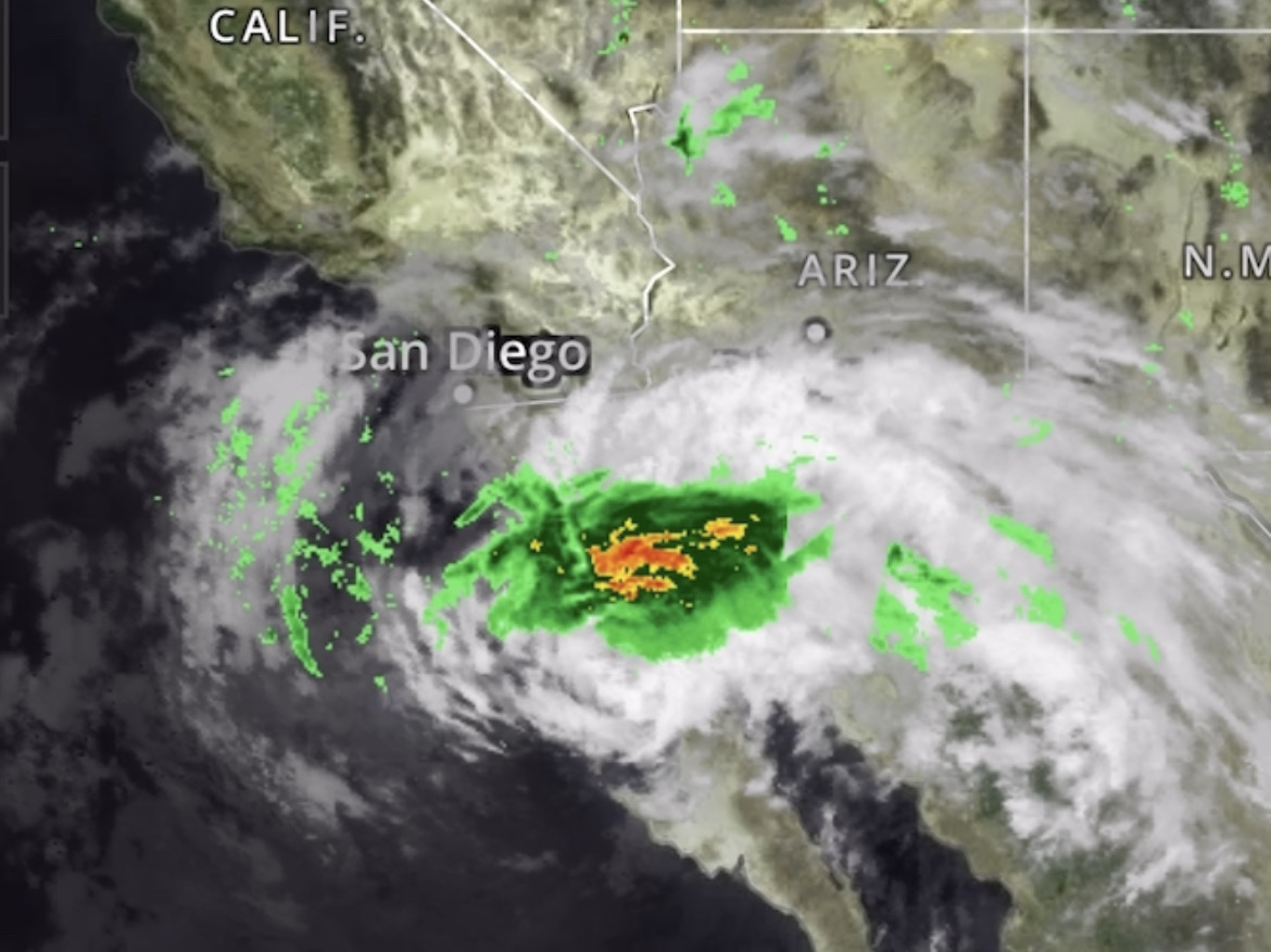 Hurricane Kay Satellite-Radar Composite. Sept. 8, 2022 (KTLA)