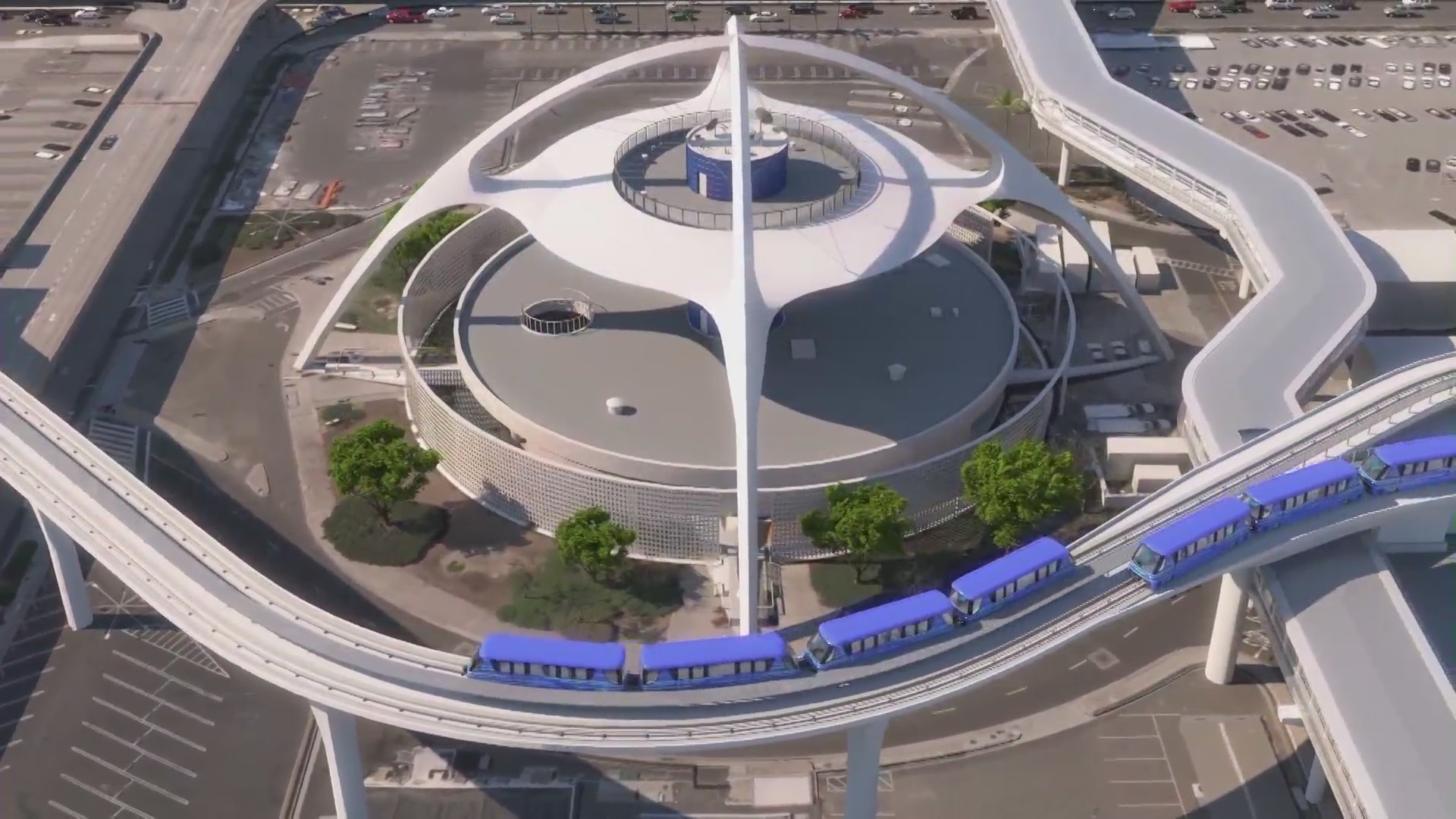 Delays are expected as work begins on a pedestrian bridge running over traffic lanes and connecting travelers to the Tom Bradley International Terminal. (Los Angeles World Airports)