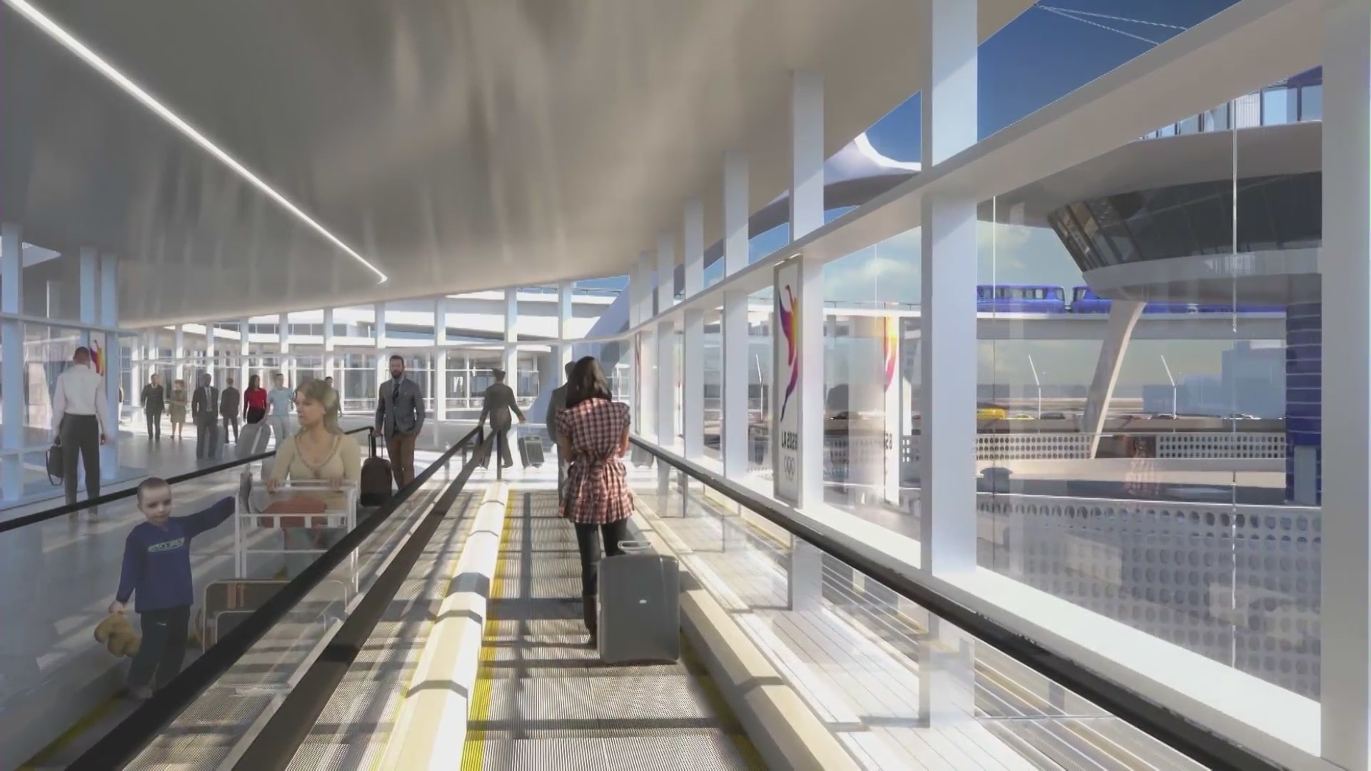 Delays are expected as work begins on a pedestrian bridge running over traffic lanes and connecting travelers to the Tom Bradley International Terminal. (Los Angeles World Airports)