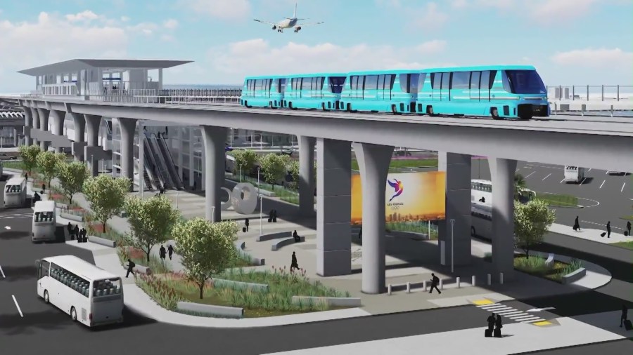 Delays are expected as work begins on a pedestrian bridge running over traffic lanes and connecting travelers to the Tom Bradley International Terminal. (Los Angeles World Airports)