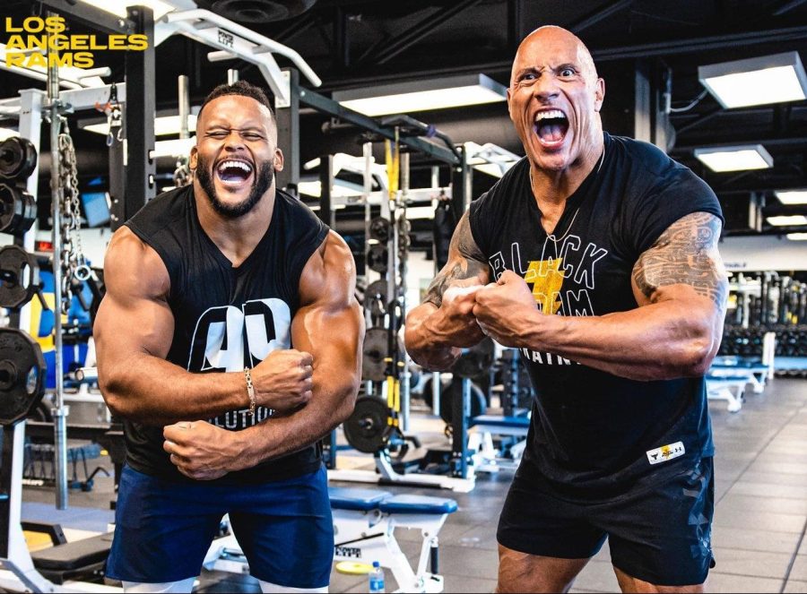 Rams star Aaron Donald and Dwayne 'The Rock' Johnson hit the gym