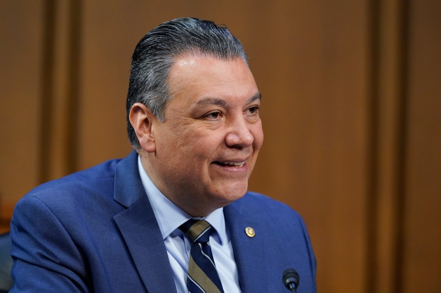 Sen. Alex Padilla, D-Calif., questions Supreme Court nominee Ketanji Brown Jackson during her Senate Judiciary Committee confirmation hearing on Capitol Hill in on March 22, 2022. (Alex Brandon/Associated Press)