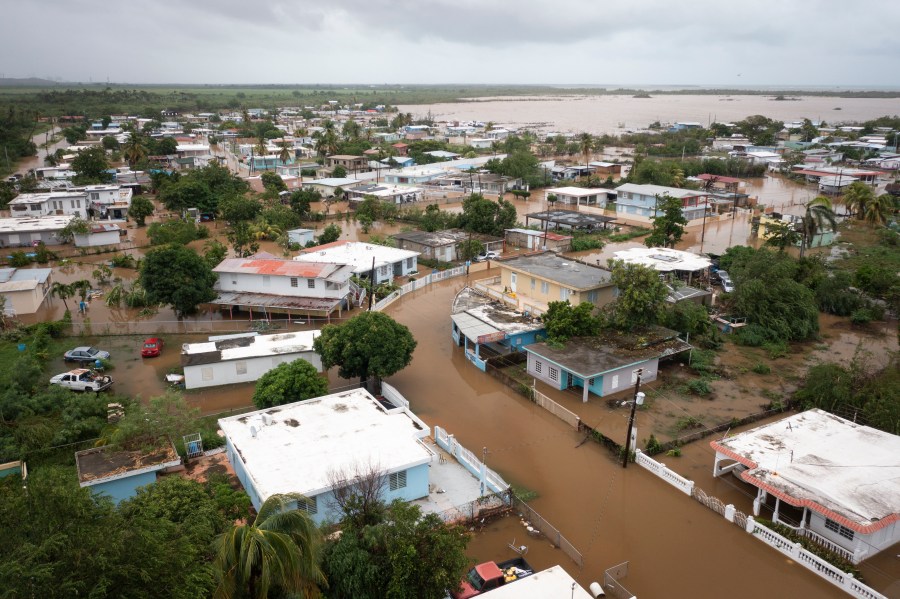 Playa Salinas is flooded after the passing of Hurricane Fiona in Salinas, Puerto Rico on Sept. 19, 2022. (Alejandro Granadillo/Associated Press)