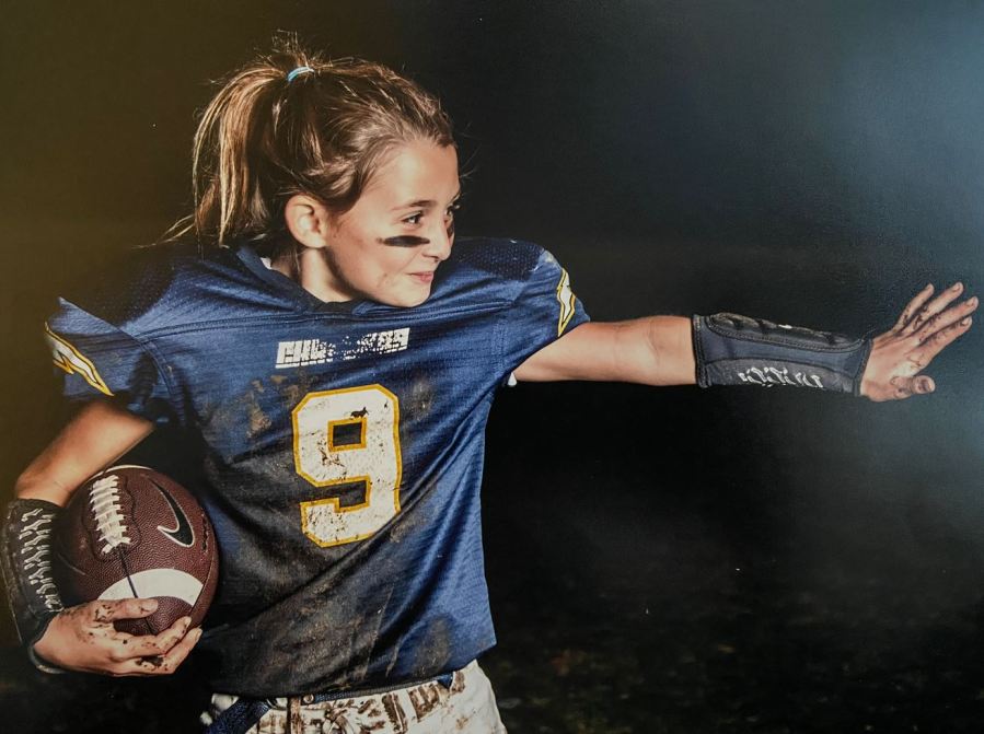 Bella Rasmussen, an 18-year-old running back and senior at Laguna Beach High School making history with two touchdowns in one game. (Annette Rasmussen)