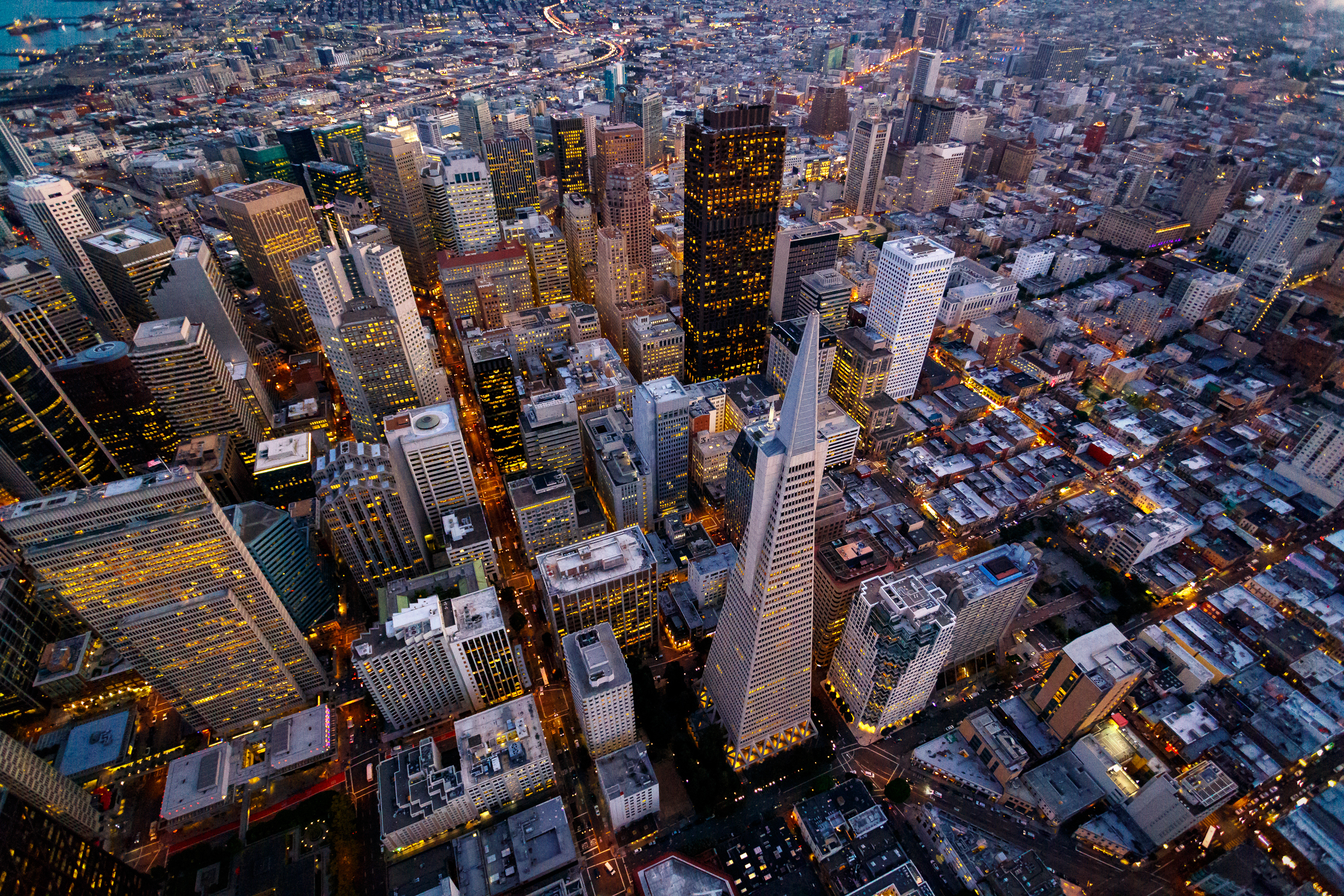 Aerial cityscape view of San Francisco, California