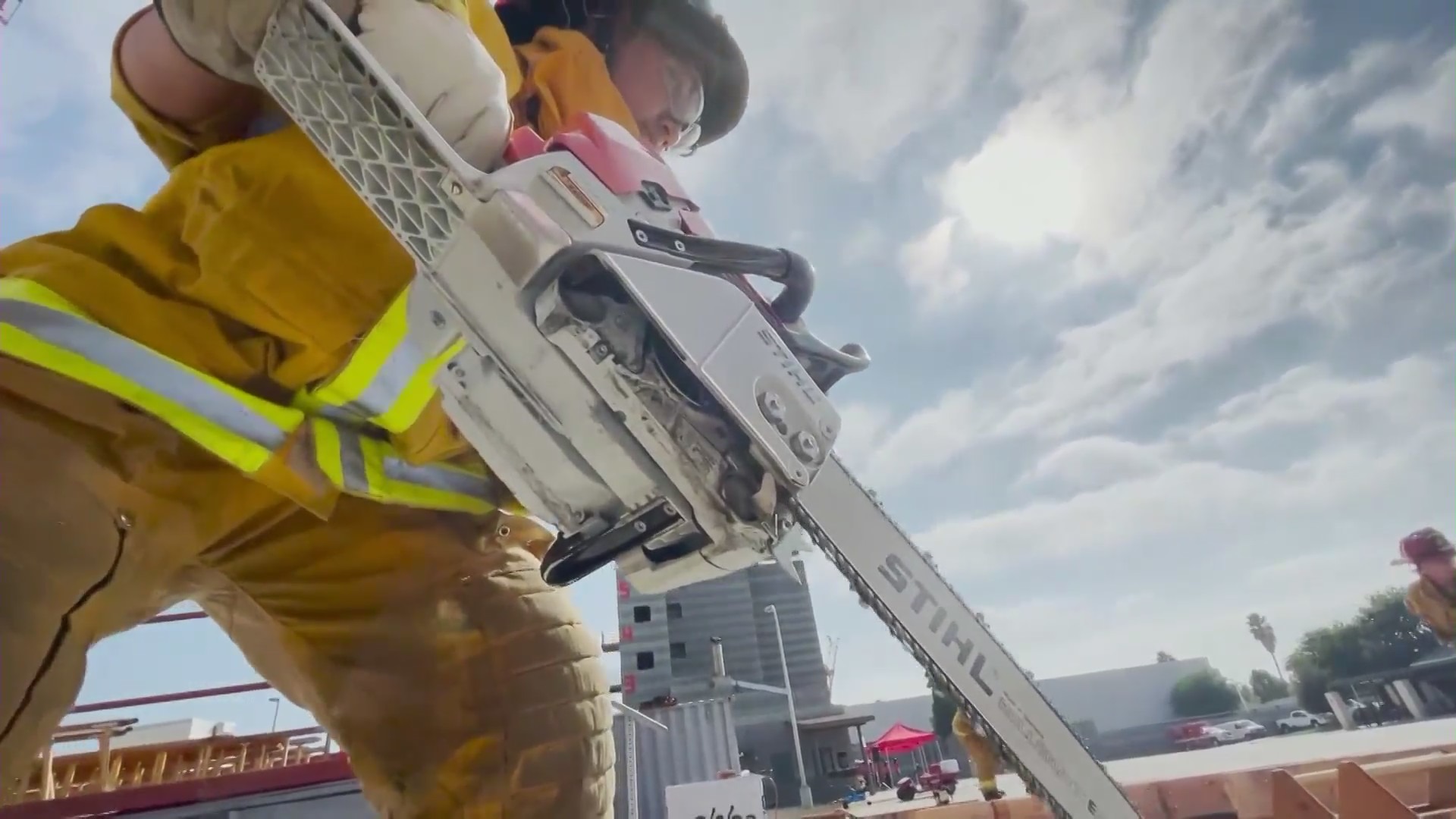 The LAFD's Girls Camp, shown on Oct. 2, 2022, shows girls what it's life to be a firefighter. (KTLA)