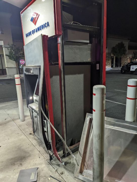 An explosive device was detonated at an ATM in Palmdale Sunday morning, Oct. 16, 2022 (Los Angeles County Sheriff's Department Special Enforcement Bureau)