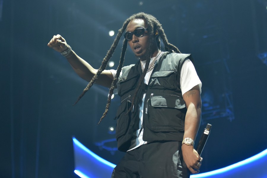 Takeoff of the group Migos performs during the 2019 BET Experience in Los Angeles on June 22, 2019. A representative confirms that rapper Takeoff is dead after a shooting outside of a Houston bowling alley. Takeoff , whose real name was Kirsnick Khari Ball, was part of Migos along with Quavo and Offset. He was 28. (Richard Shotwell/Invision/AP, File)