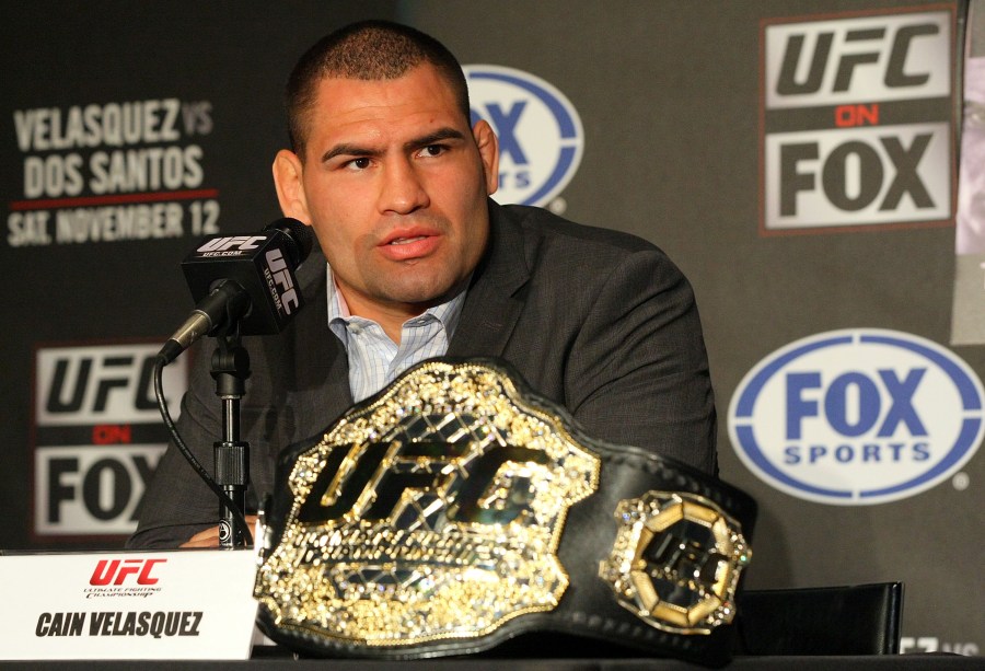 UFC fighter Cain Velasquez speaks a press conference at W Hollywood on Sept. 20, 2011, in Hollywood. (Victor Decolongon/Getty Images)