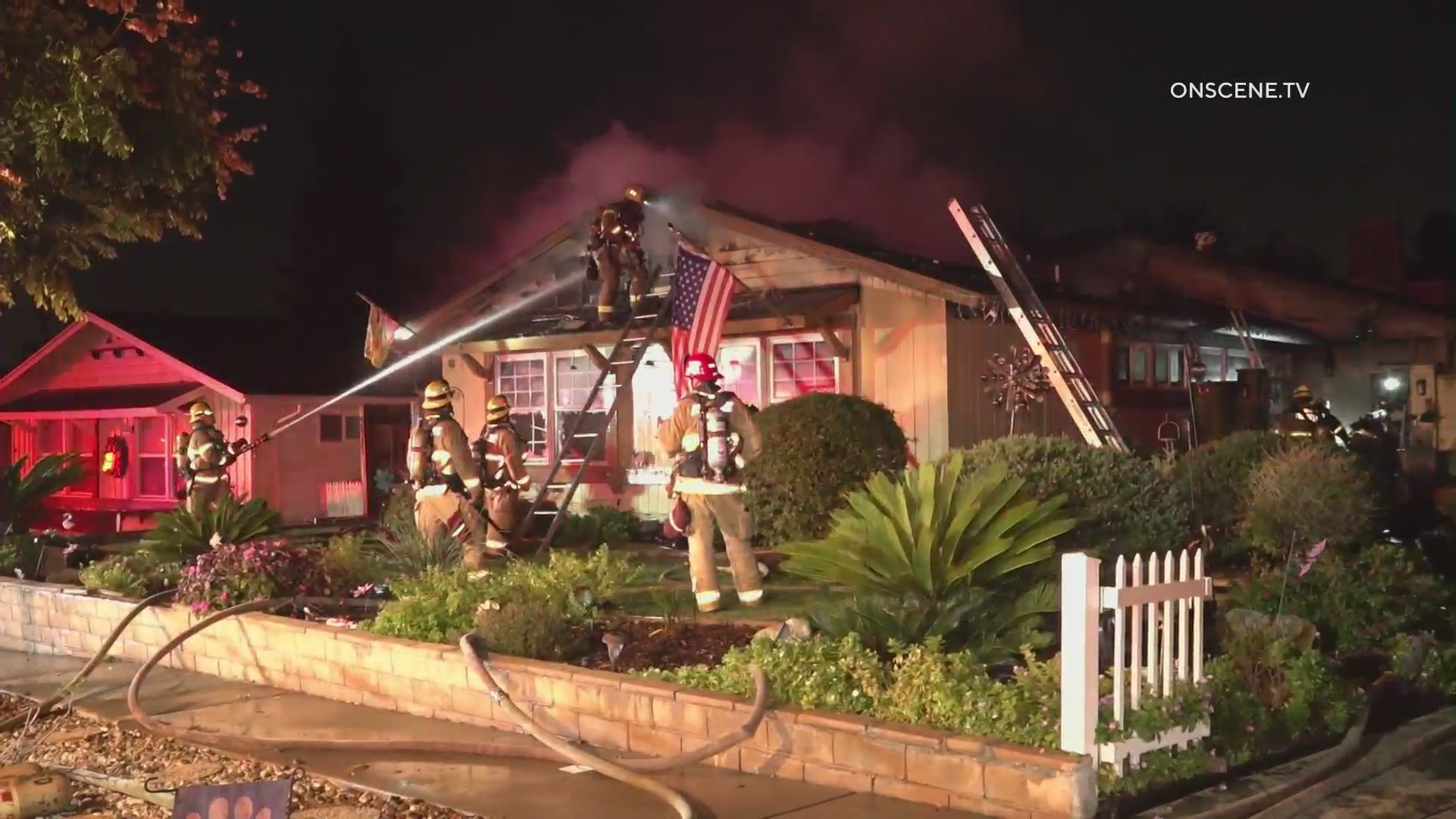 A Fullerton house fire left a man in critical condition on Nov. 30, 2022. (OnScene.TV)