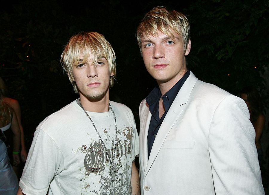 Aaron Carter and Nick Carter attend the Celebrity Locker Room "An All Star Night At The Manion" at the Playboy Mansion on July 11, 2006 in Los Angeles, California. (Photo by Michael Buckner/Getty Images)