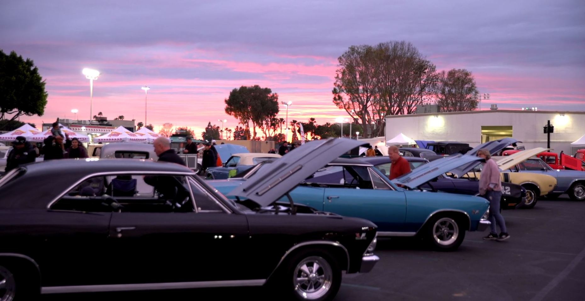 Classic car shows at In-N-Out anniversary festival.