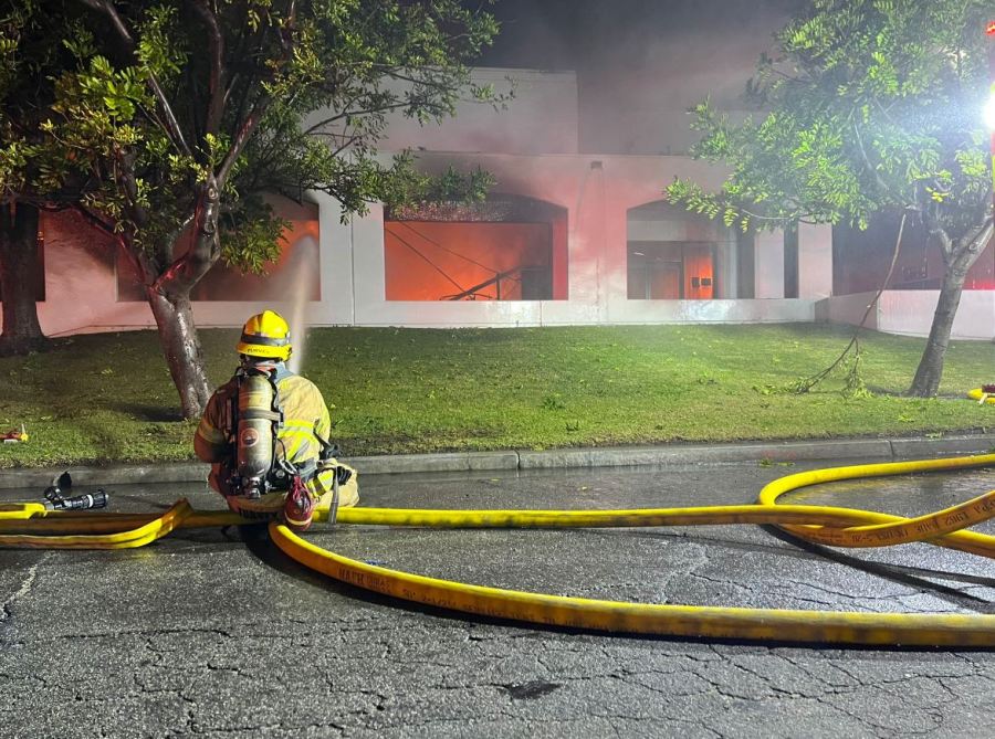 Auto repair center engulfed n flames in San Juan Capistrano on Nov. 11, 2022. (OC Fire Authority)