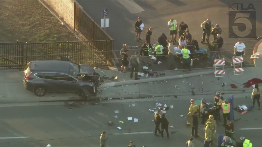 Multiple people were struck by a vehicle in South Whittier, California, on Wednesday morning. (KTLA)