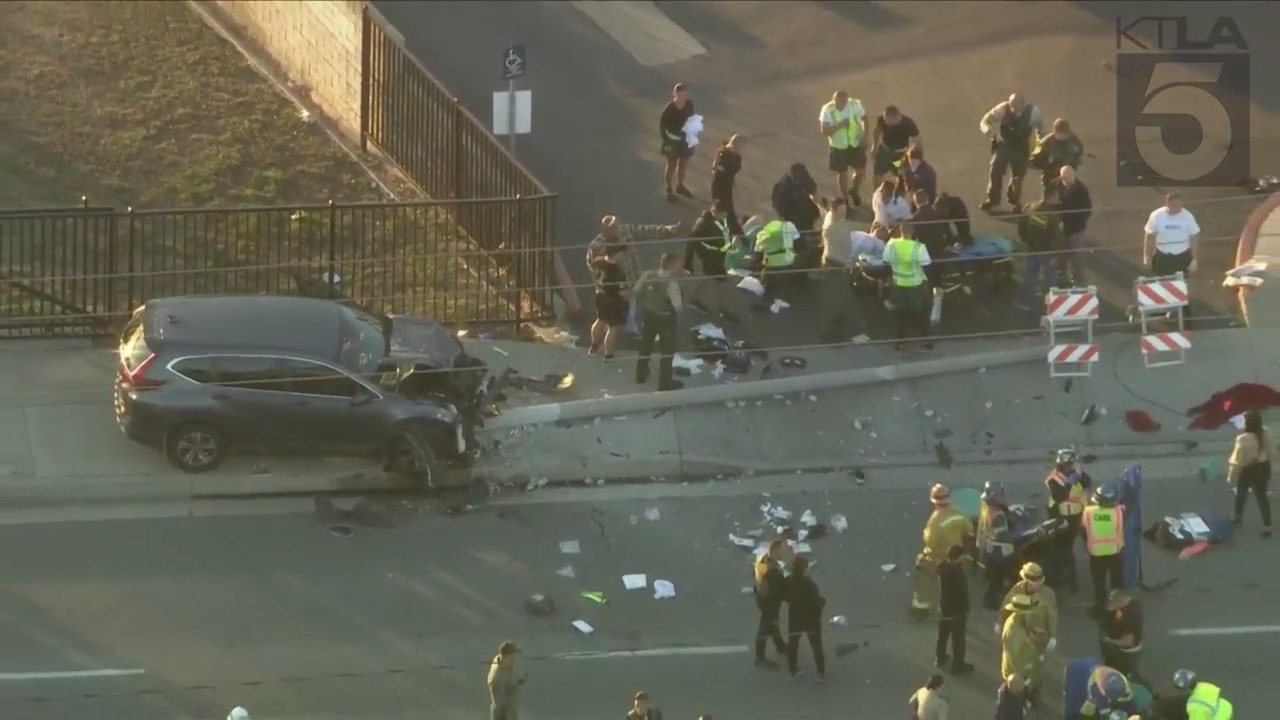 Multiple people were struck by a vehicle in South Whittier, California, on Nov. 16, 2022. (KTLA)