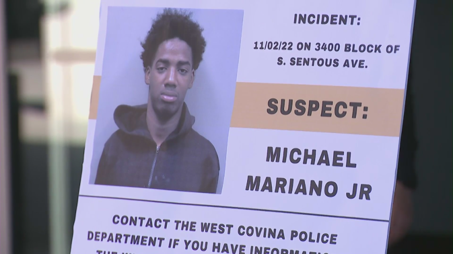 Michael Mariano Jr. is seen in a wanted poster released by the West Covina Police Department on Nov. 18, 2022. (KTLA)