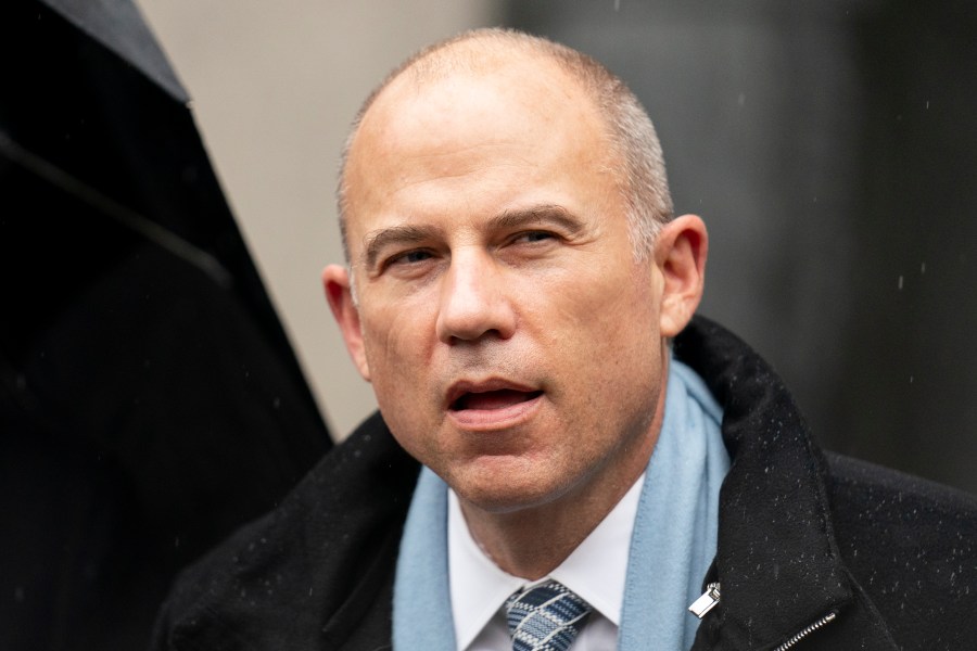 Michael Avenatti speaks to members of the media after leaving federal court on Feb. 4, 2022, in New York. (John Minchillo/Associated Press)