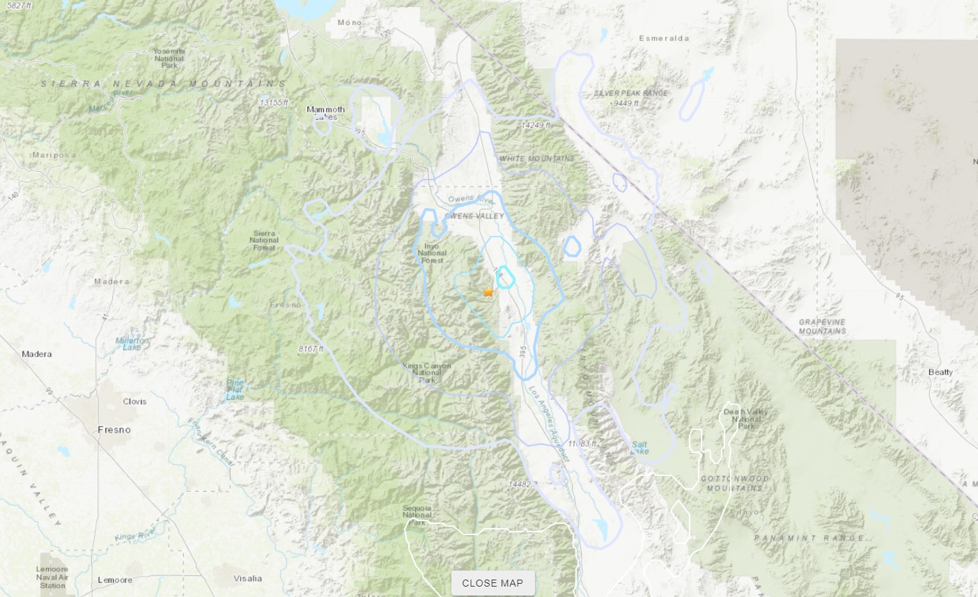 An earthquake struck near the Big Pine area on Dec. 2, 2022. (USGS)