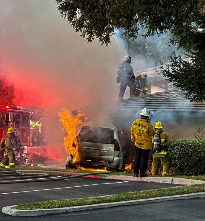 Images show the aftermath of an SUV slamming into the garage of a Glendora home on Dec. 28, 2022. (Glendora Police)