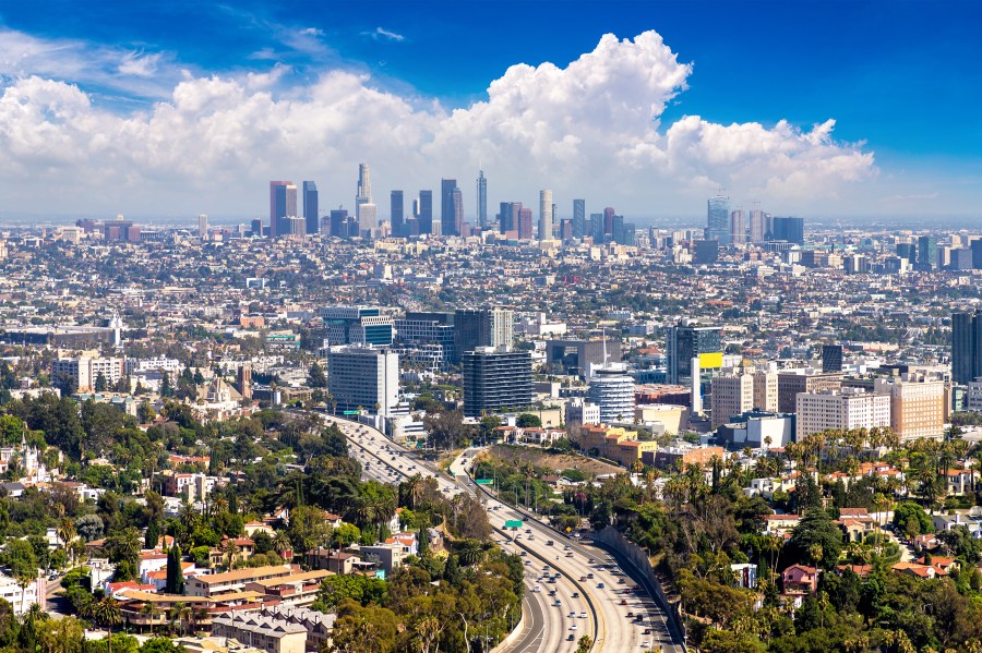 Panoramic view of Los Angeles city skyline