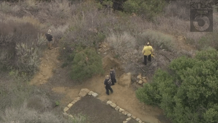 Personnel with the Los Angeles Fire Department respond to a death investigation in the Pacific Palisades on Dec. 22, 2022. (KTLA)