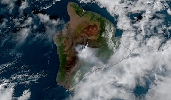 Mauna Loa eruption seen from space