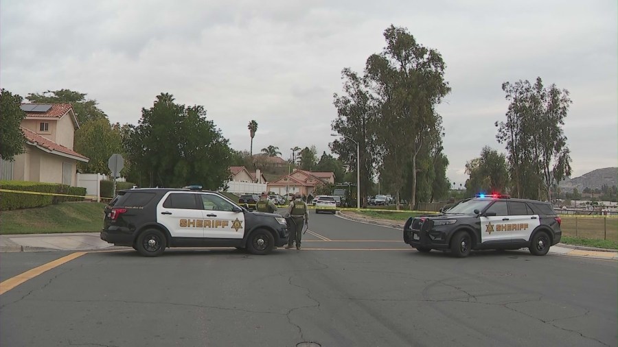 Crime scene in a Jurupa Valley neighborhood where Isaiah Cordero was shot and killed.