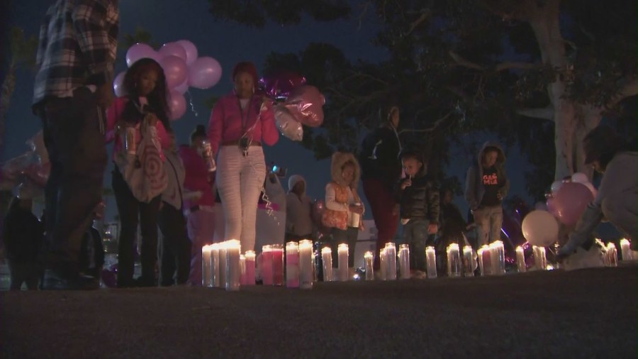 Candlelight vigil held in Long Beach for Leilani dream Burley on Dec. 7, 2022 (KTLA)